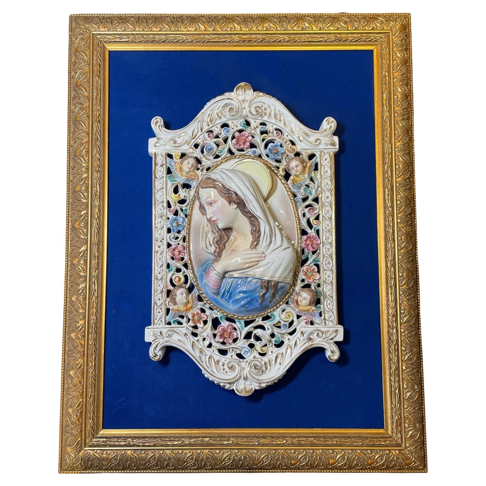 Porcelain Plaque Of The Holy Virgin Mary  For Sale