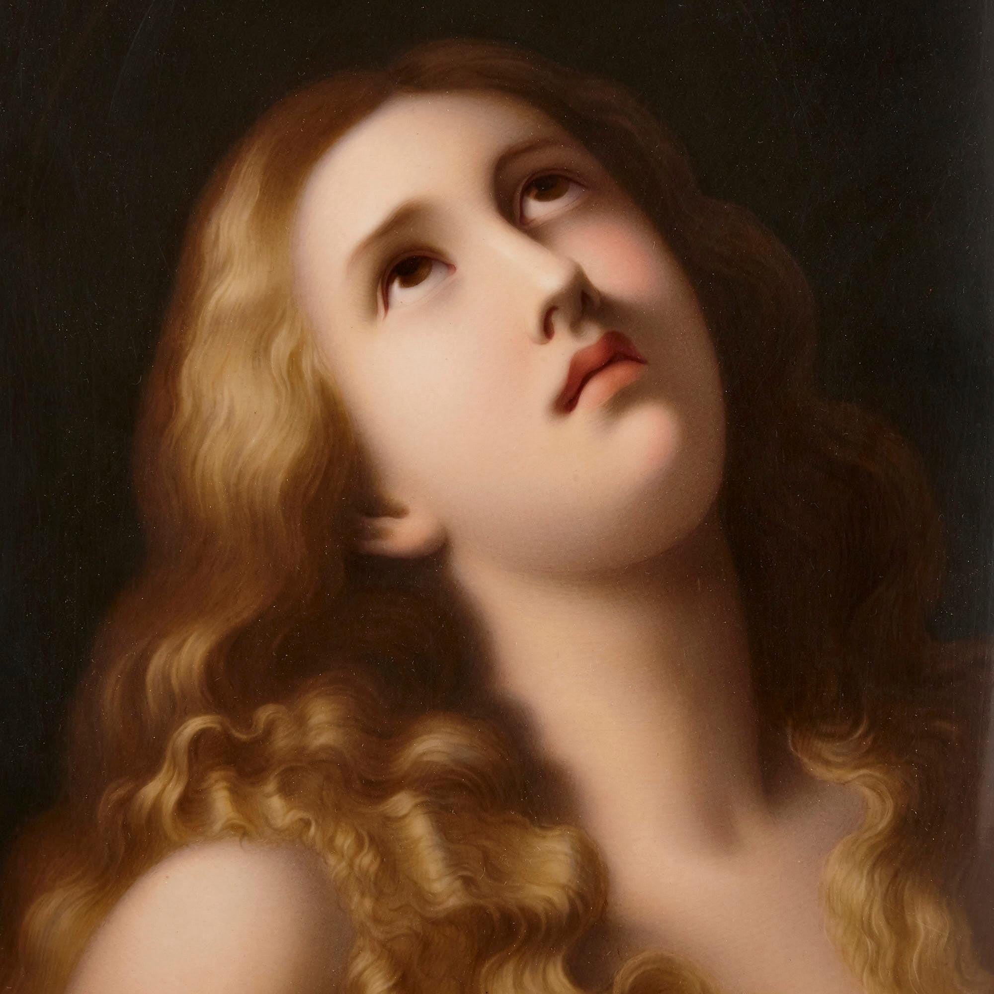 Baroque Porcelain Plaque Painted with Mary Magdalene by K.P.M For Sale