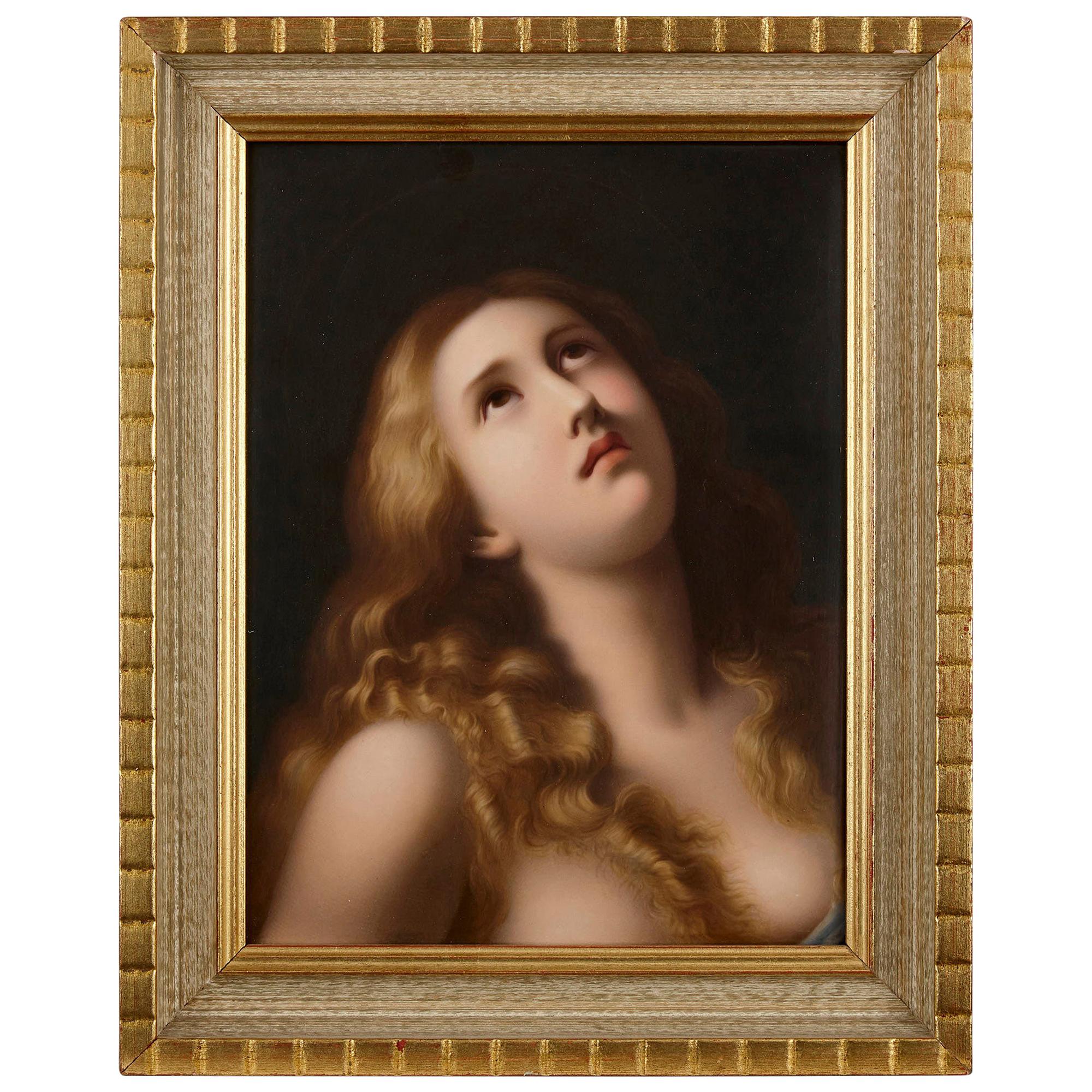 Porcelain Plaque Painted with Mary Magdalene by K.P.M For Sale