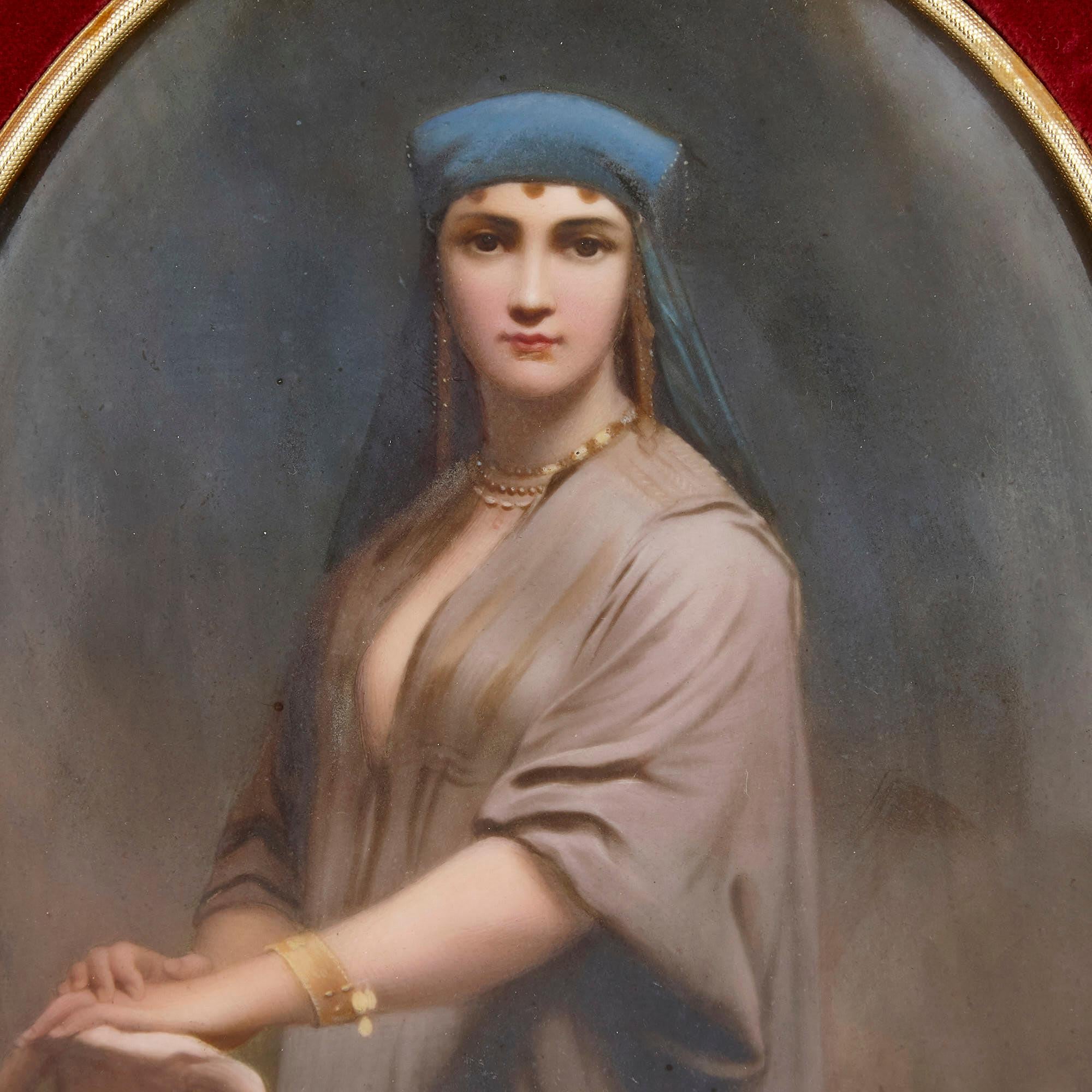 Tedesco Targa in porcellana dipinta con figura orientalista di K.P.M in vendita