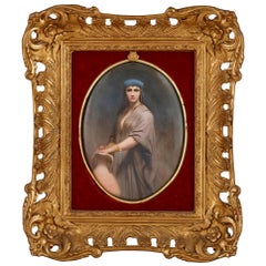 Antique Porcelain Plaque Painted with Orientalist Figure by K.P.M