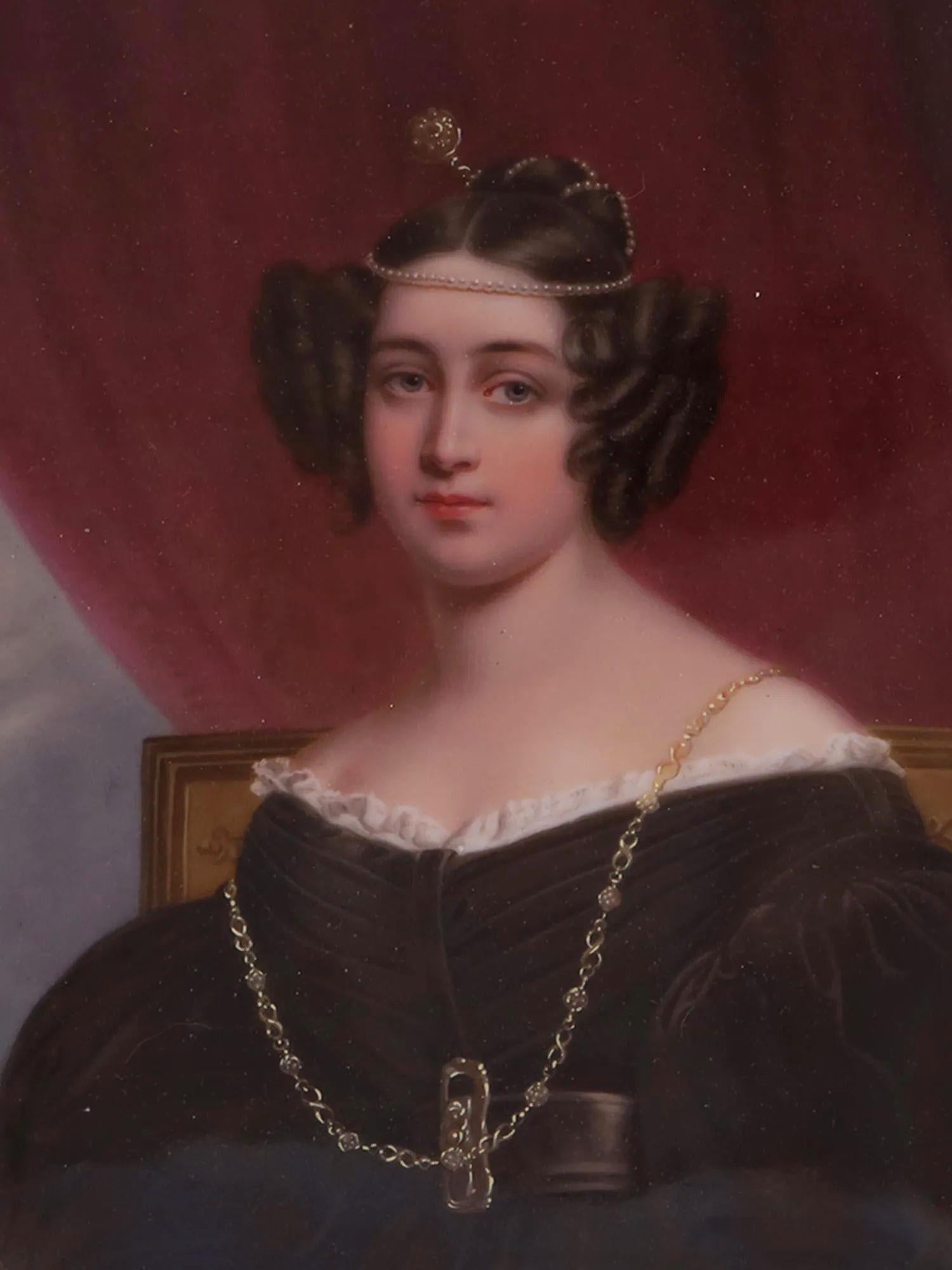 Belle Époque Porcelain Plaques of King Ludwig I and Countess of Bavaria For Sale
