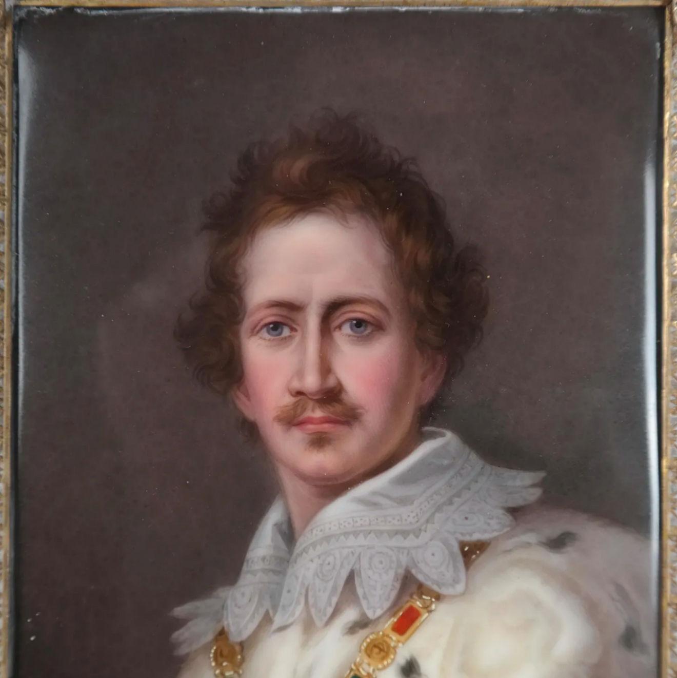 19th Century Porcelain Plaques of King Ludwig I and Countess of Bavaria