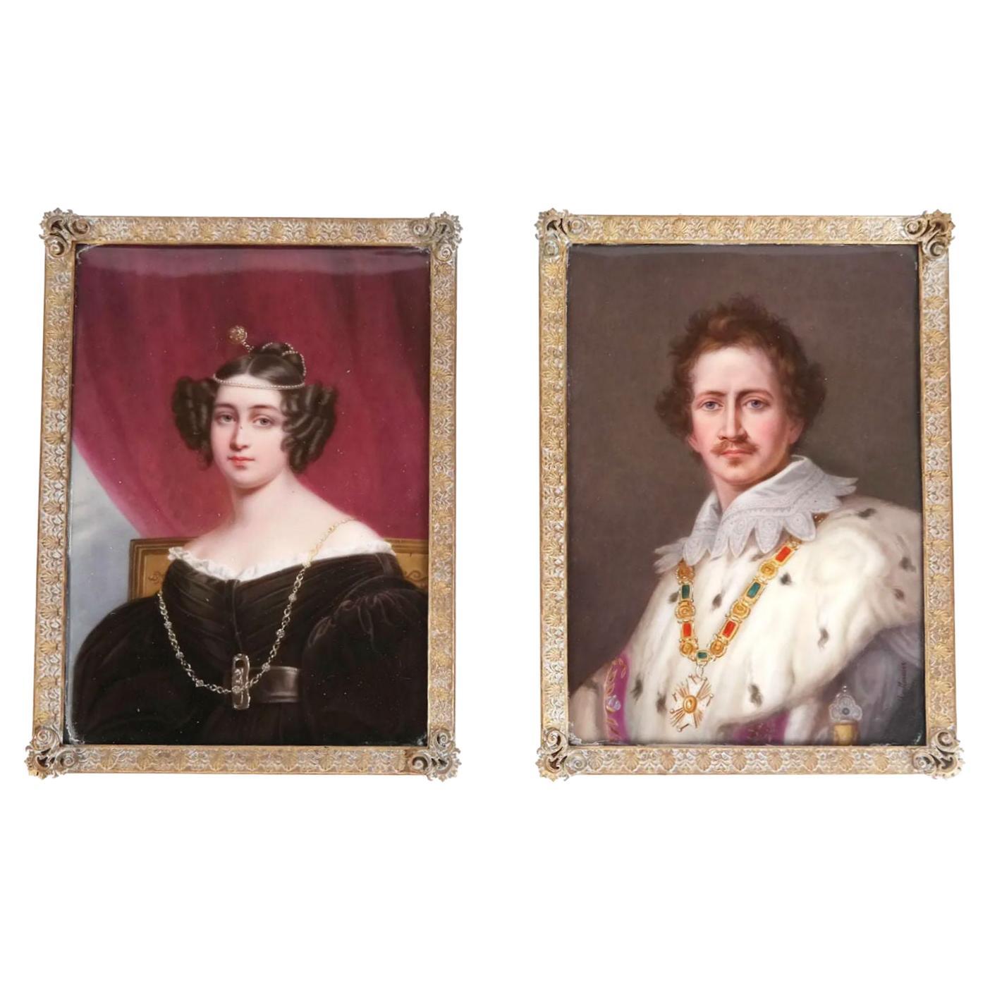Porzellanplaketten von König Ludwig I. und Gräfin von Bayern
