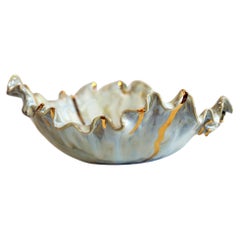 Nacre and Gold Porcelain Plate by Hania Jneid