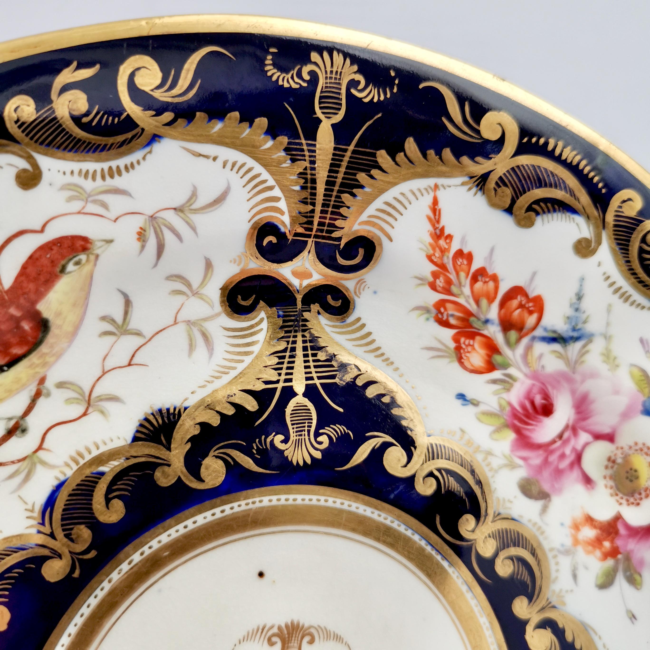 Porcelain Plate Coalport, Cobalt Blue and Birds Patt. 759, Regency ca 1815 1