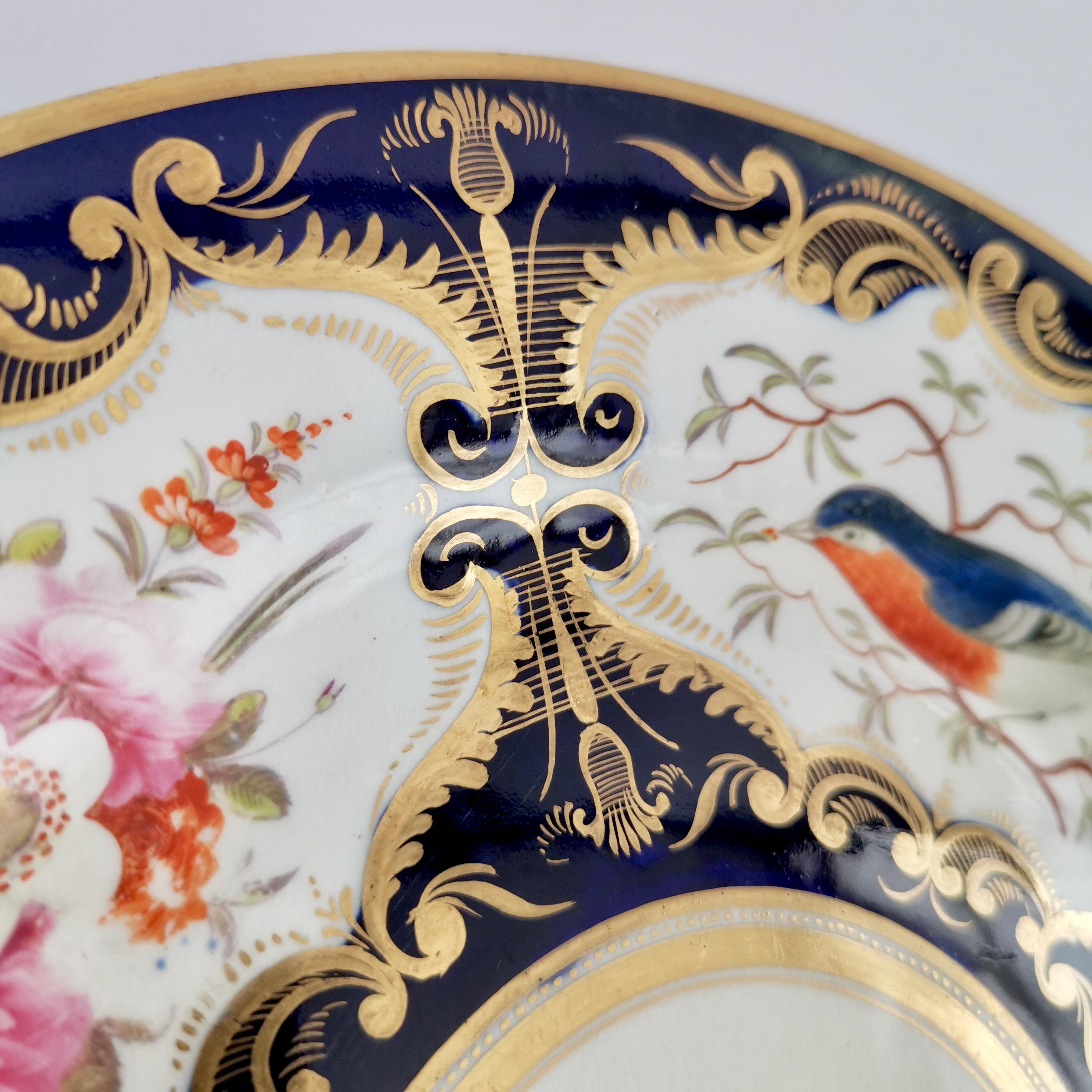 Porcelain Plate Coalport, Cobalt Blue and Birds Patt. 759, Regency ca 1815 2