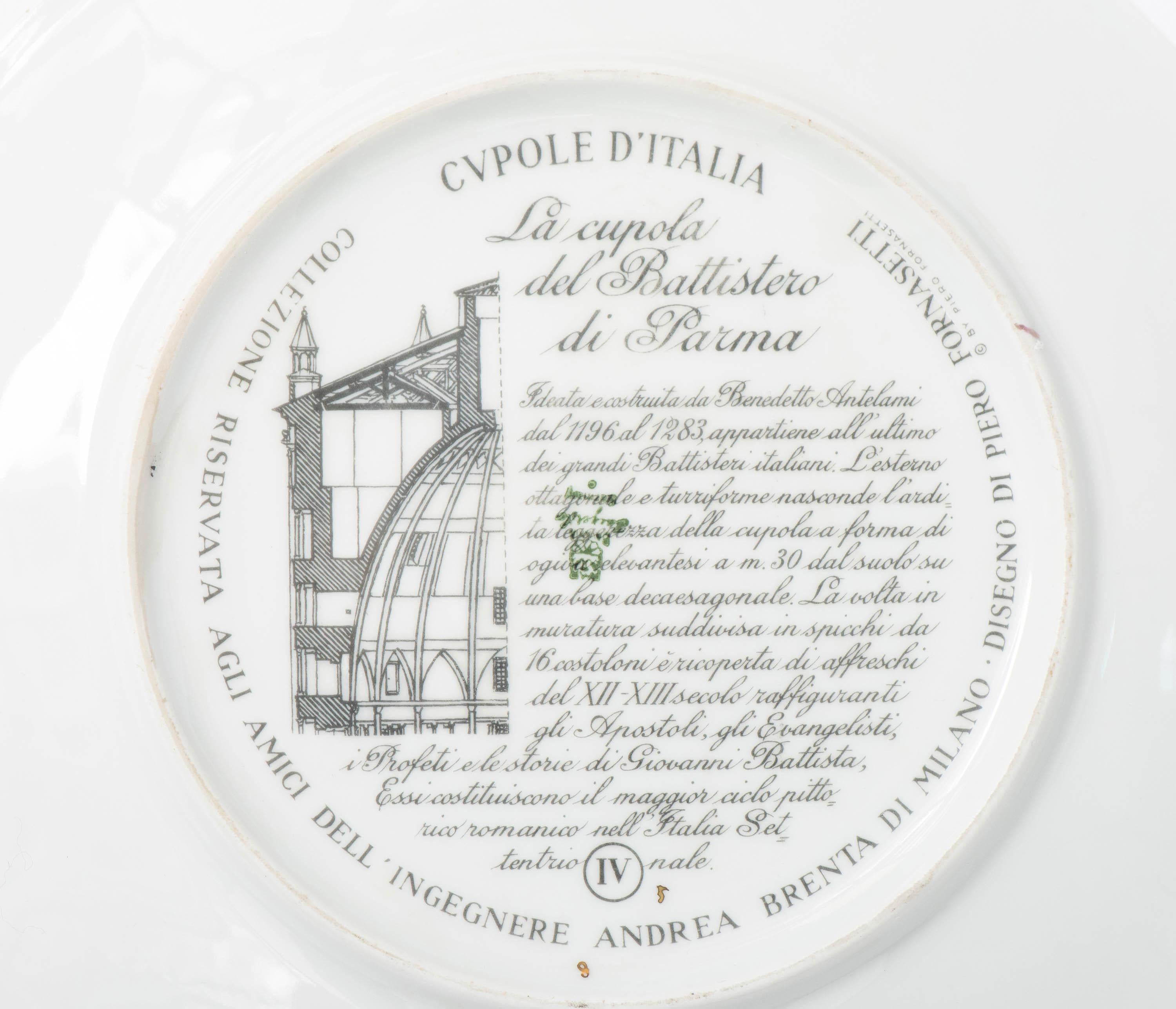 Porcelain Plate “Cupole d’Italia” by Piero Fornasetti, Italy, circa 1970 In Excellent Condition In Macclesfield, Cheshire