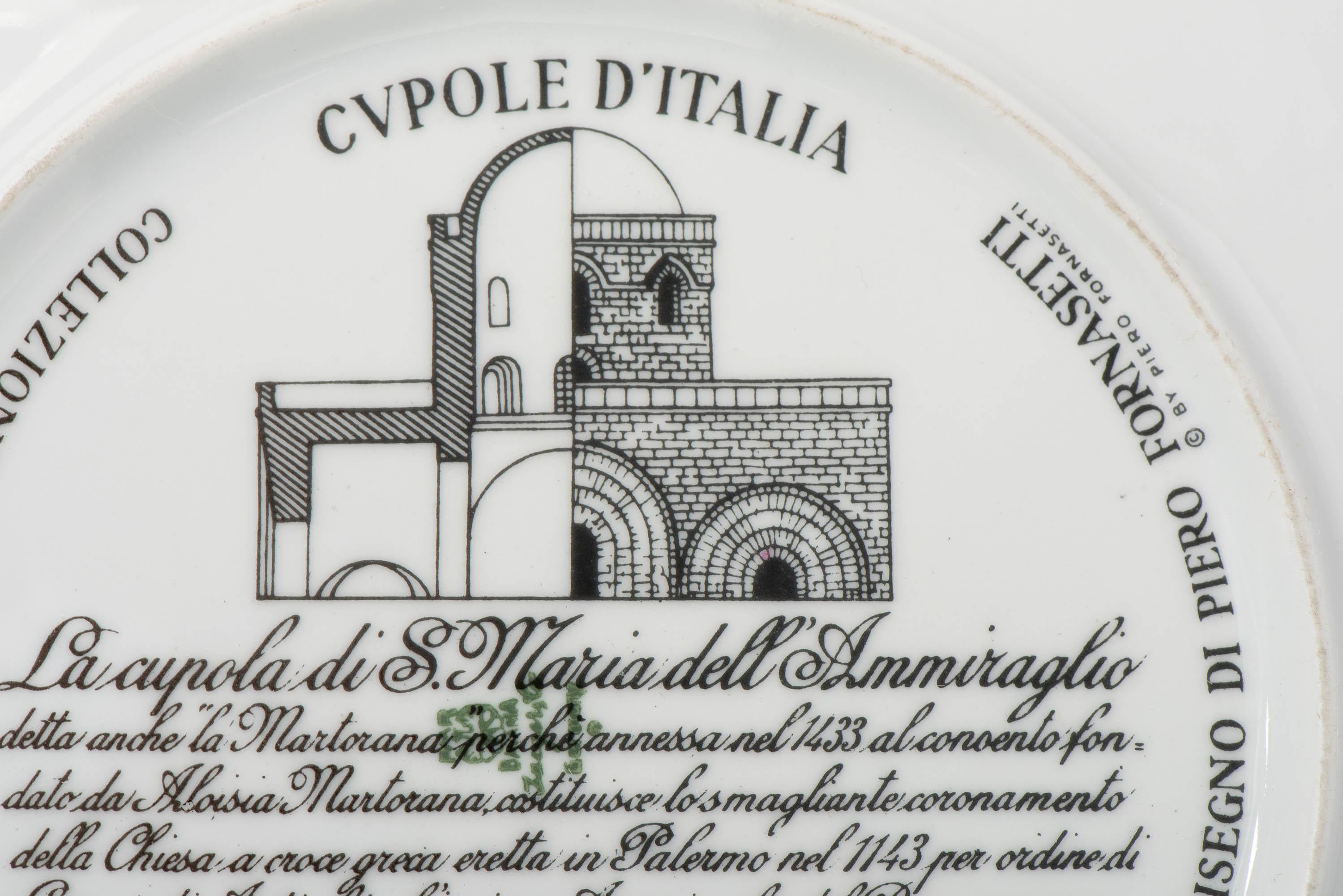 Late 20th Century Porcelain Plate “Cupole d’Italia” by Piero Fornasetti, Italy, circa 1970