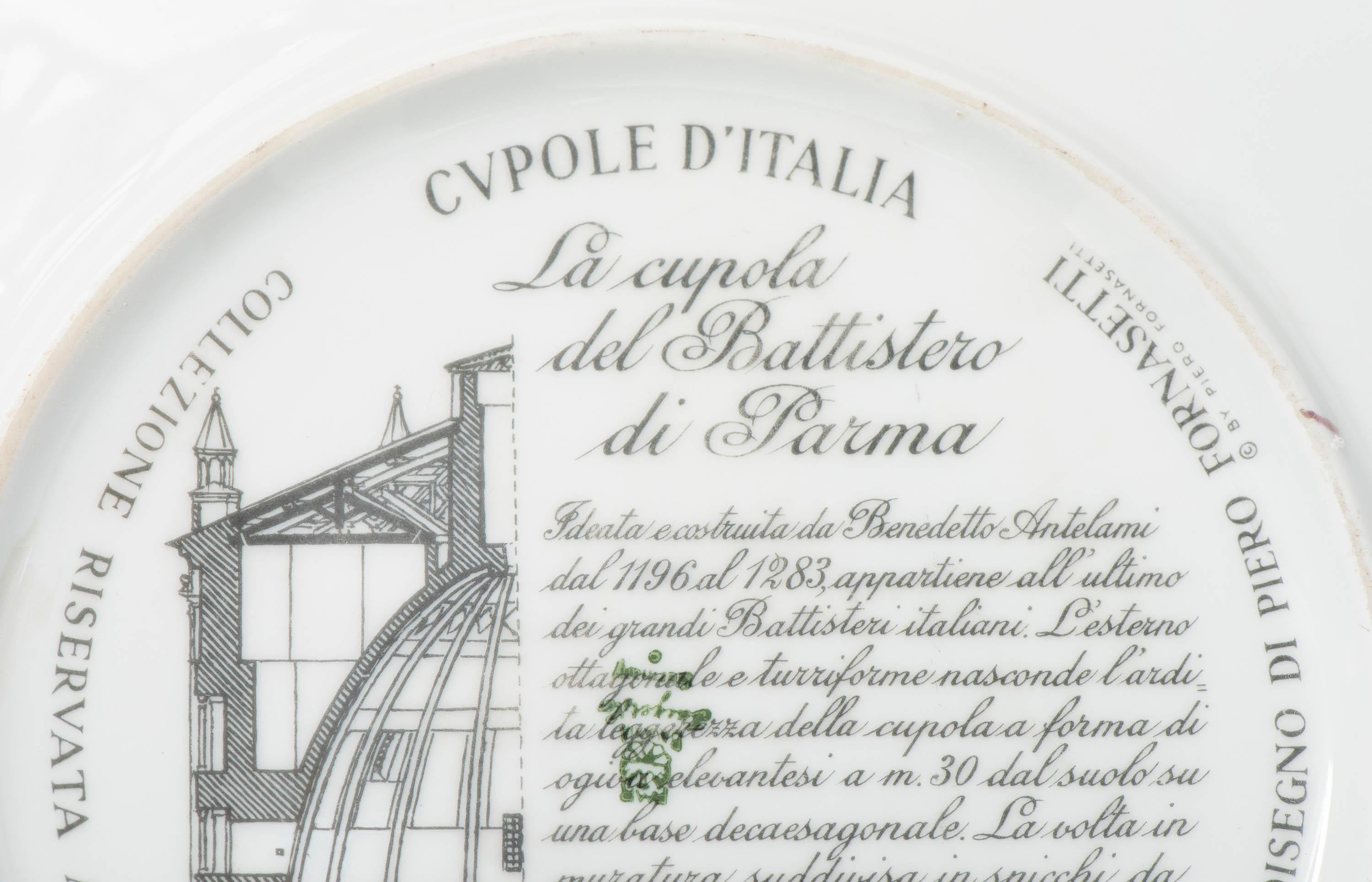 Late 20th Century Porcelain Plate “Cupole d’Italia” by Piero Fornasetti, Italy, circa 1970