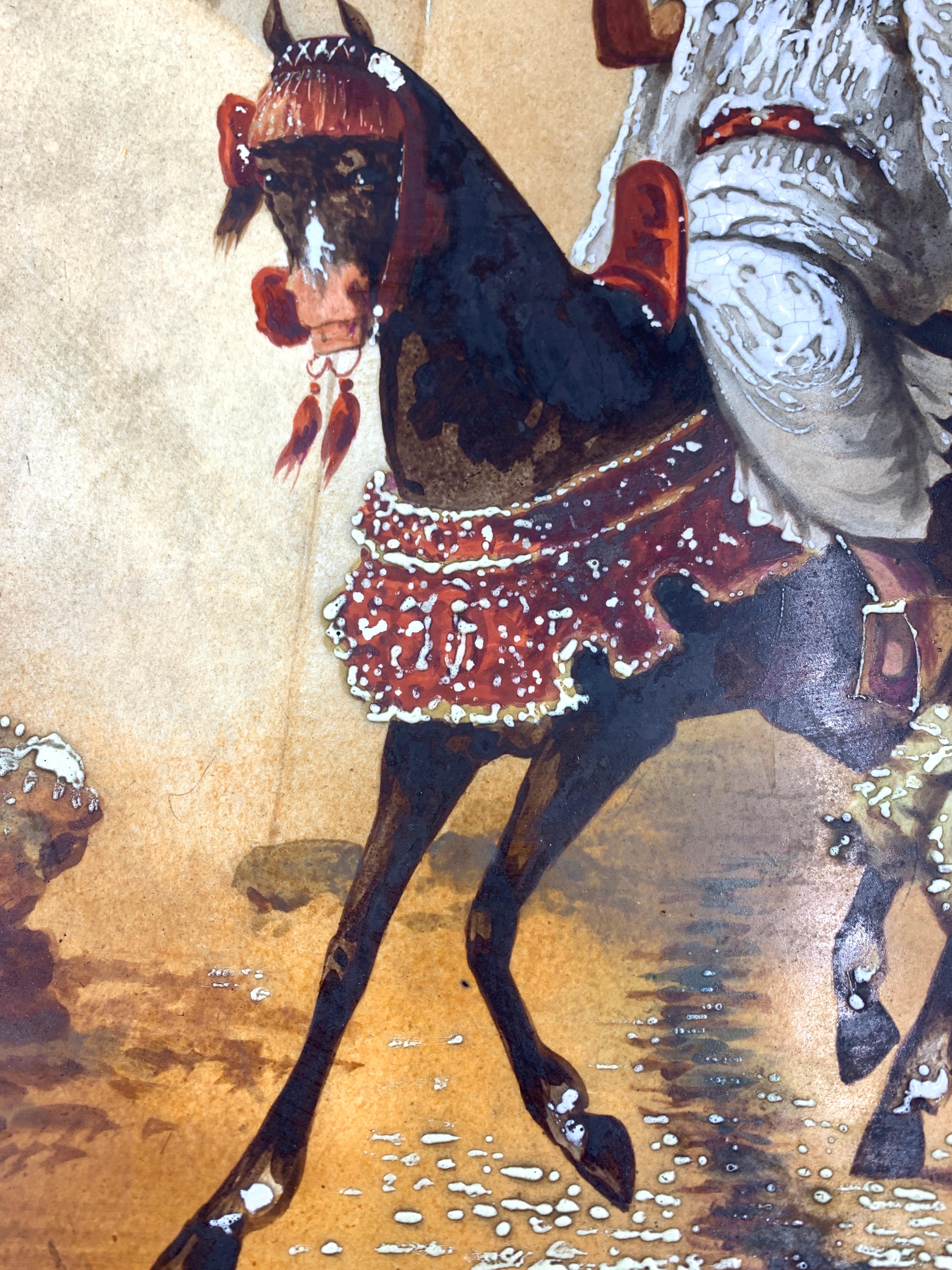 Porcelain Plate Depicts Arab Horseman, France, 19th Century In Good Condition For Sale In London, GB