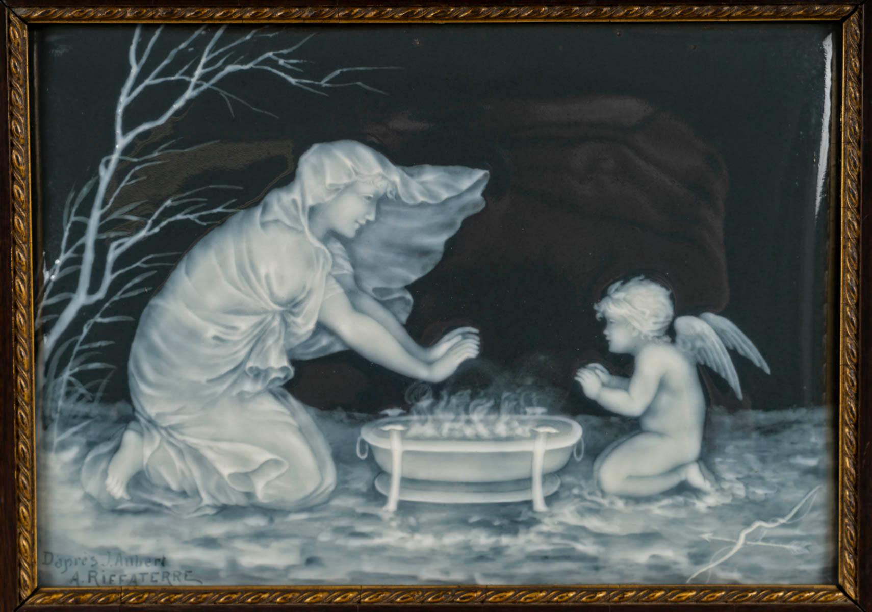 Napoleon III Porcelain Plate, Framed Bas-Relief, Limoges Work, 19th Century.
