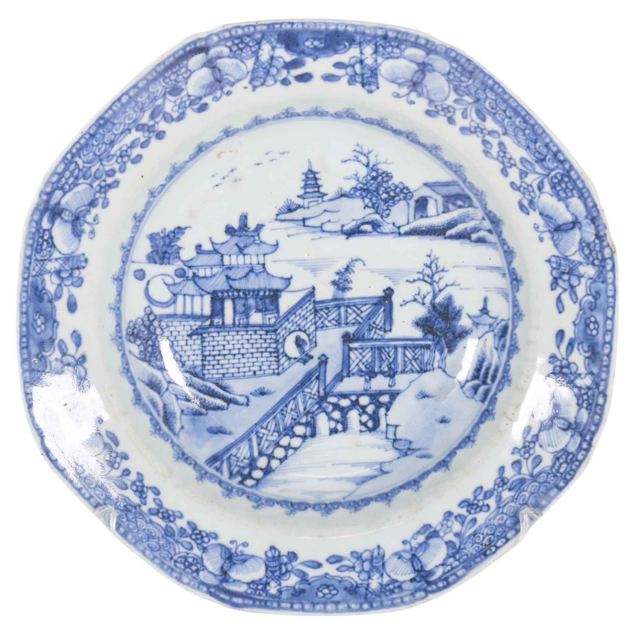 Plato De Porcelana De China Para Exportar, Decoración Azul