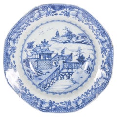 Porcelain Plate From China for Export, Blue Decoration