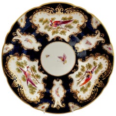 Porcelain Plate Grainger Worcester, Blue, Sèvres Birds and Insects '1'