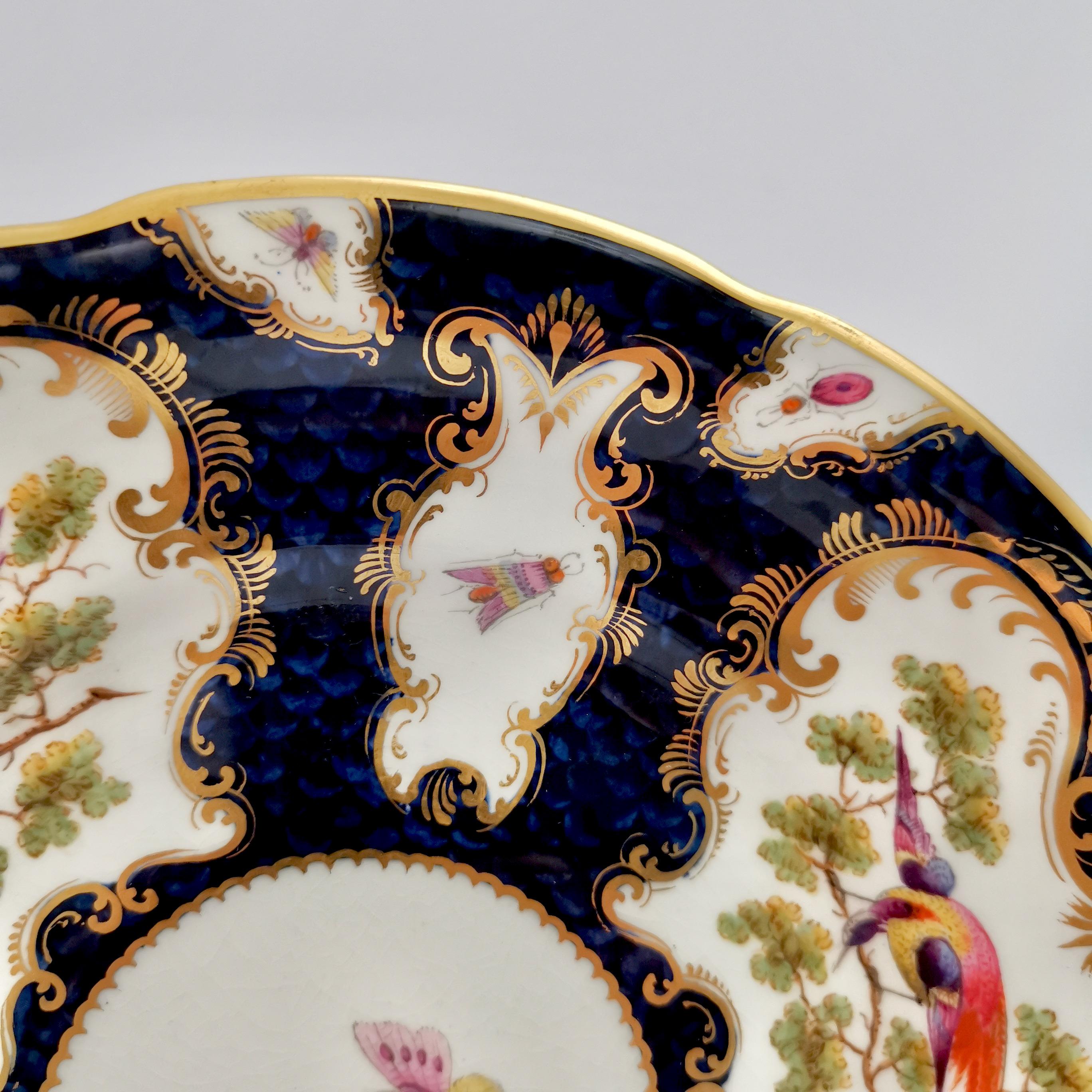 Porcelain Plate Grainger Worcester, Blue, Sèvres Birds and Insects '1' 3