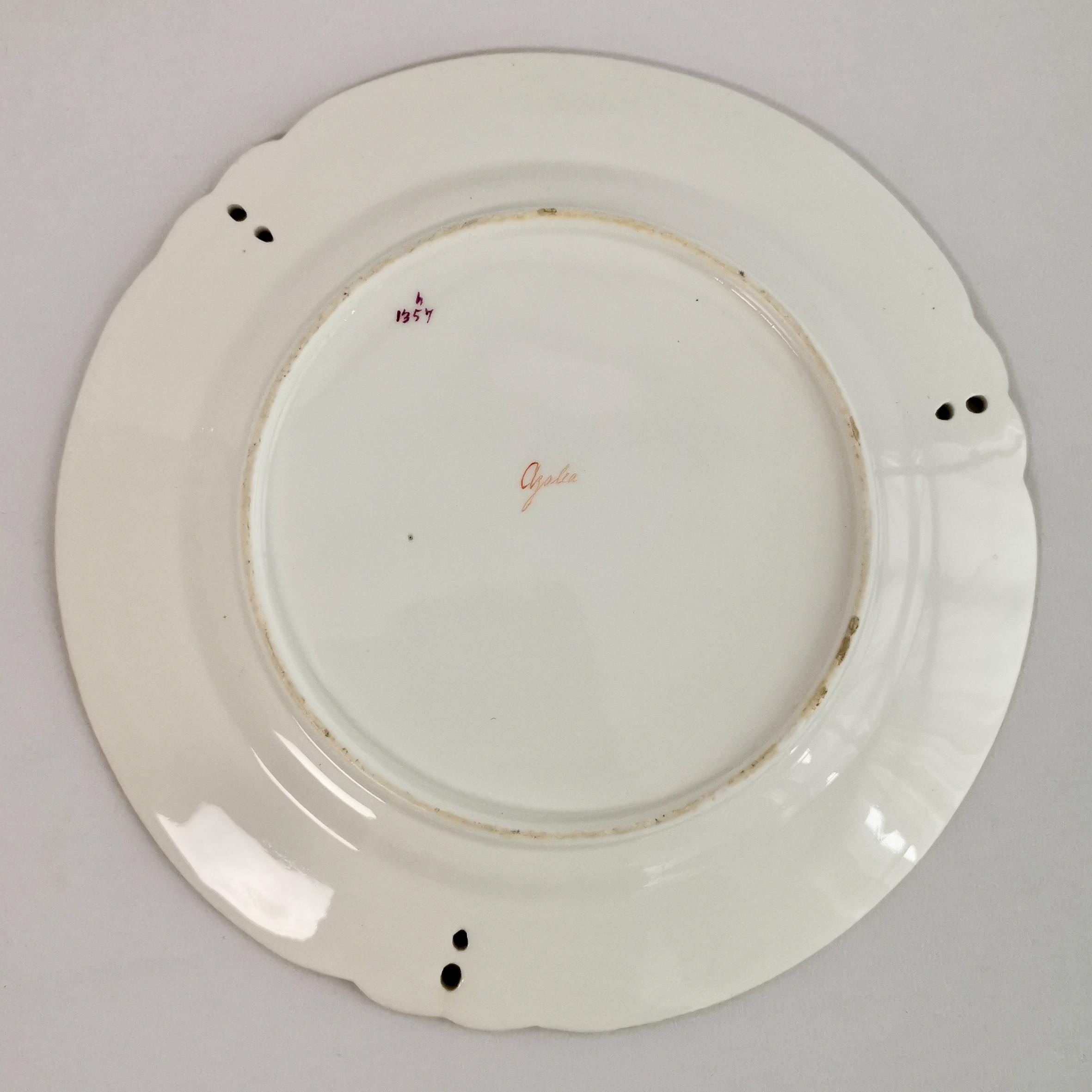 Porcelain Plate, Samuel Alcock, Pink with White Azalea, circa 1852 '2' 8