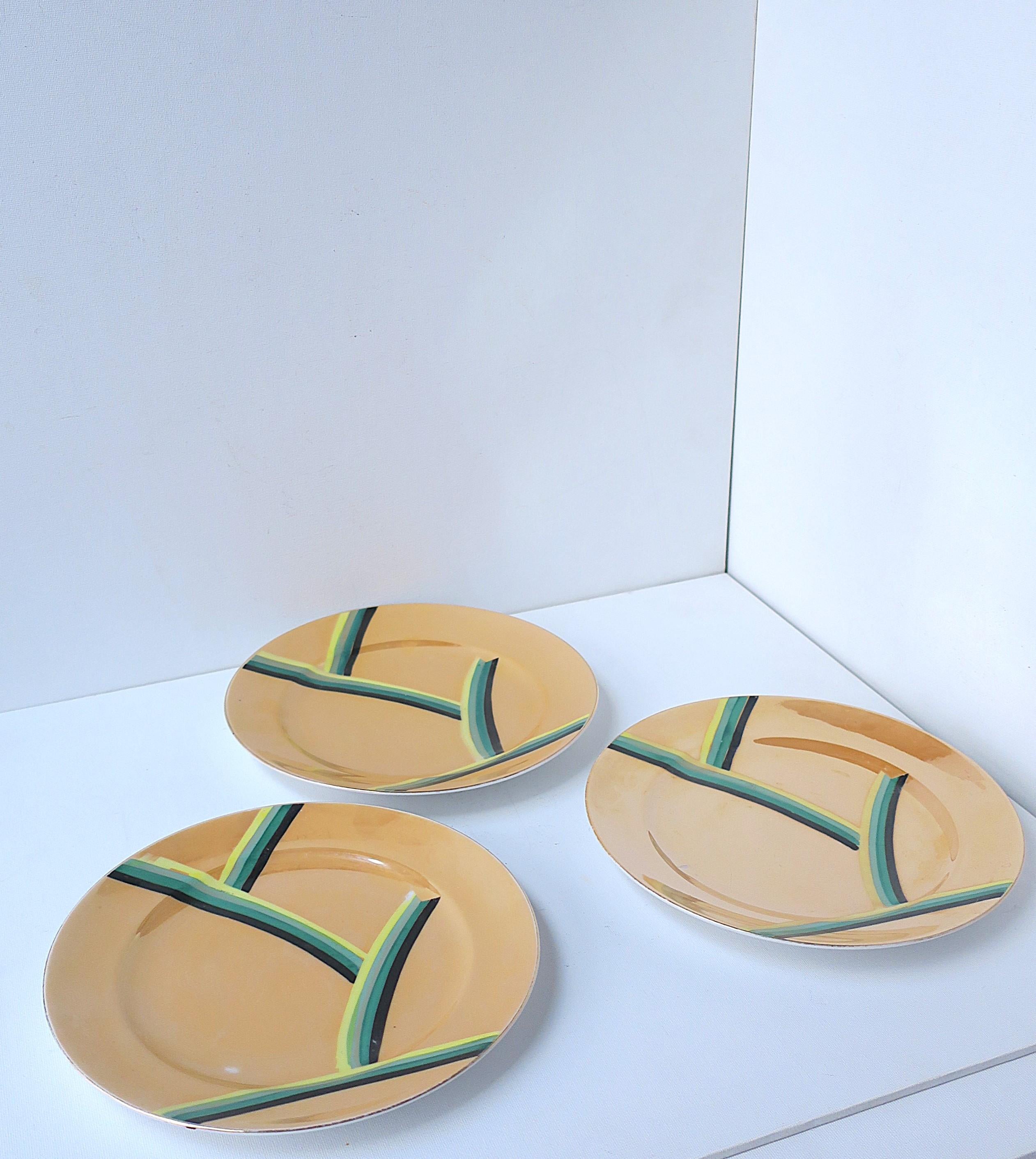 Platos de Porcelana Diseño Moderno Años 60 Años 70 Pintado a mano en venta