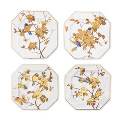 Porcelain plates and fruit bowls with birds and flowers, Aesthetic Movement