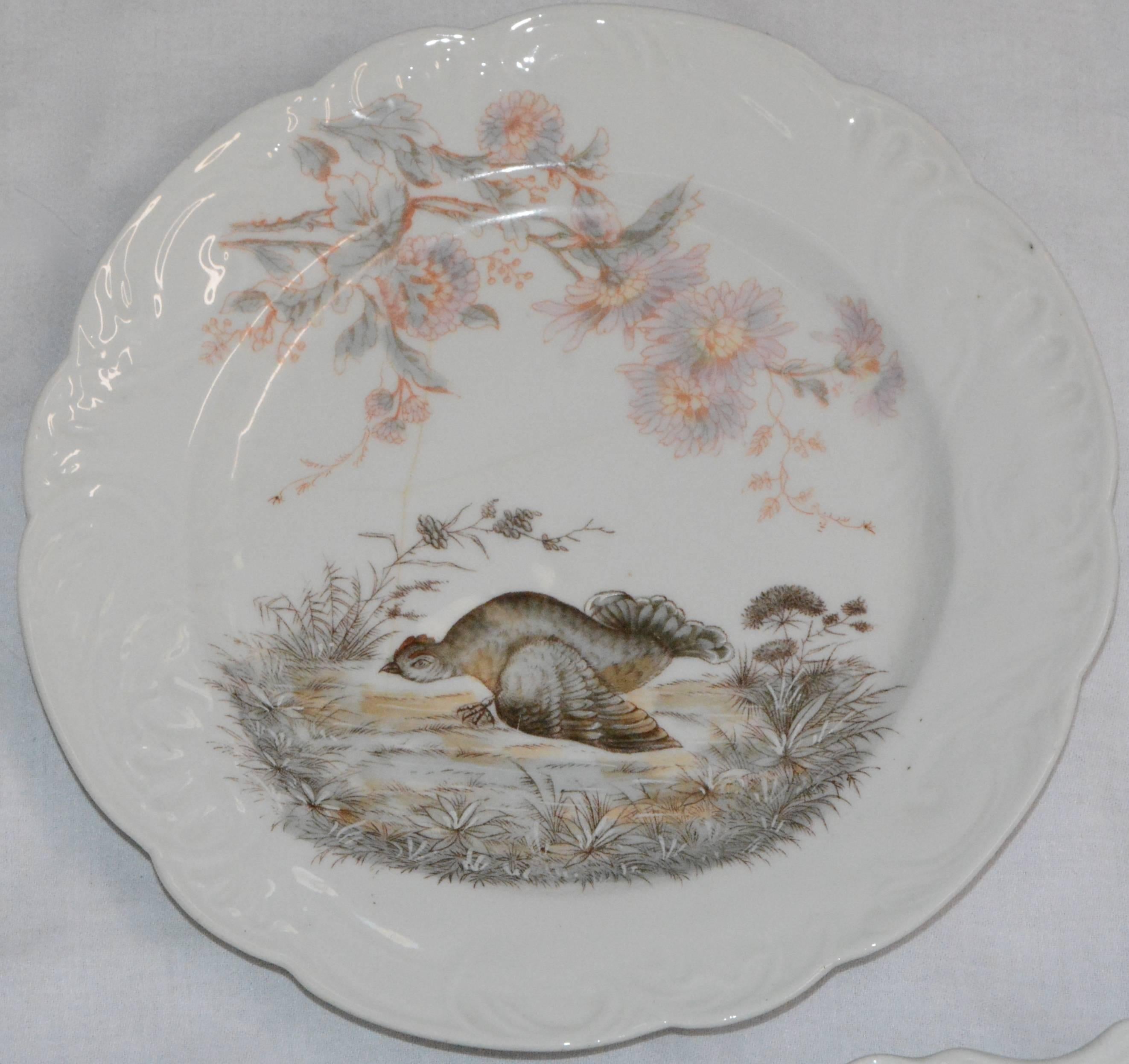 Hand-Crafted Porcelain Platter and Plates Carlsbad of Austria with Animal Theme For Sale