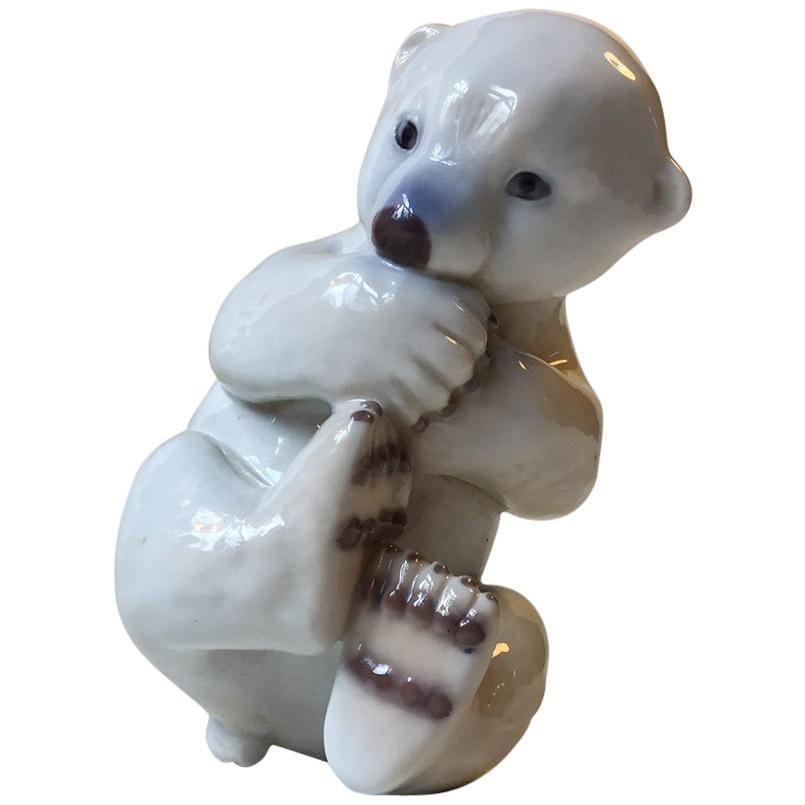 Porcelain Polar Bear Cub by Merete Agergaard for Bing & Grøndahl, Denmark, 1970s