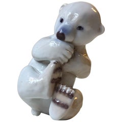 Porcelain Polar Bear Cub by Merete Agergaard for Bing & Grøndahl, Denmark, 1970s