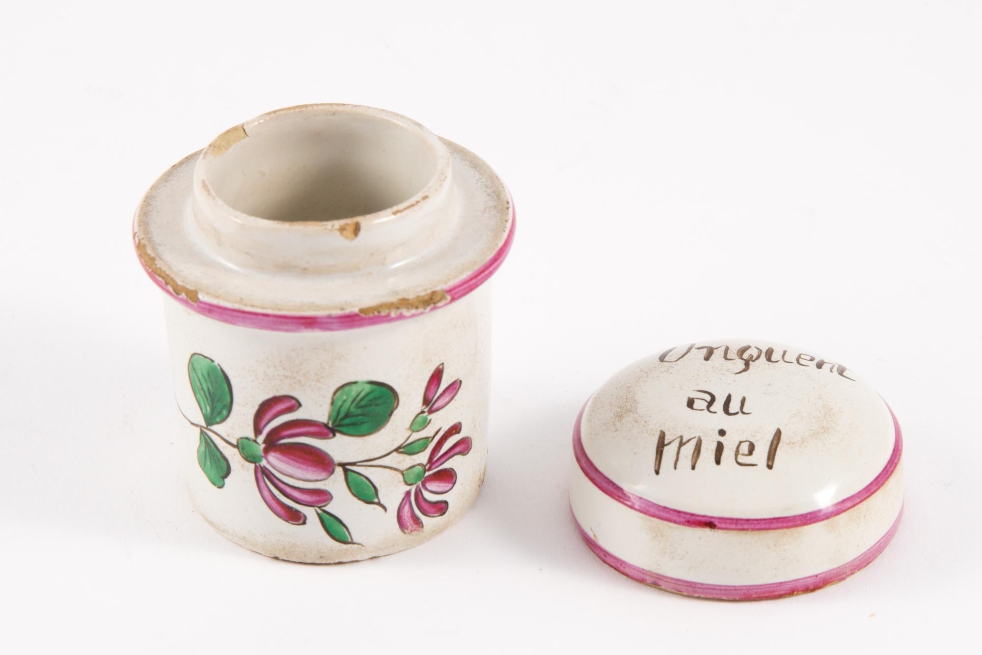 Women's or Men's Porcelain Pot Onguent Au Miel For Sale