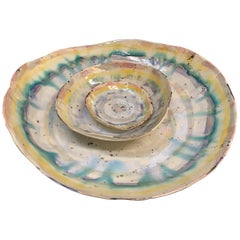 Porcelain Prism Dish Set with Mother-of-pearl and 22k Gold Luster by Minh Singer