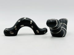 Porcelain & Pure Silver Salt & Pepper Shakers By Emilia Castillo "