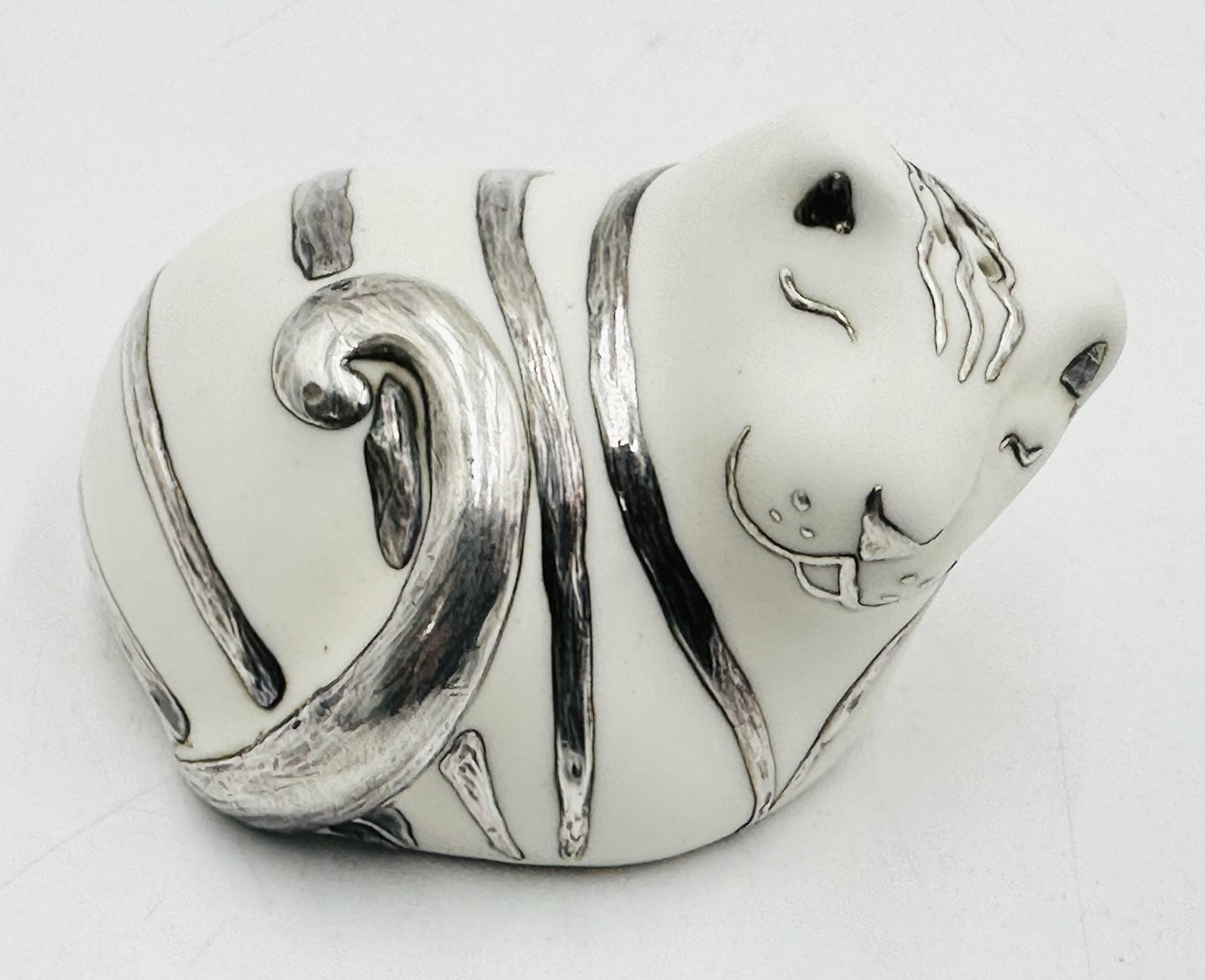 Porcelain & Pure Silver Salt & Pepper Shakers 