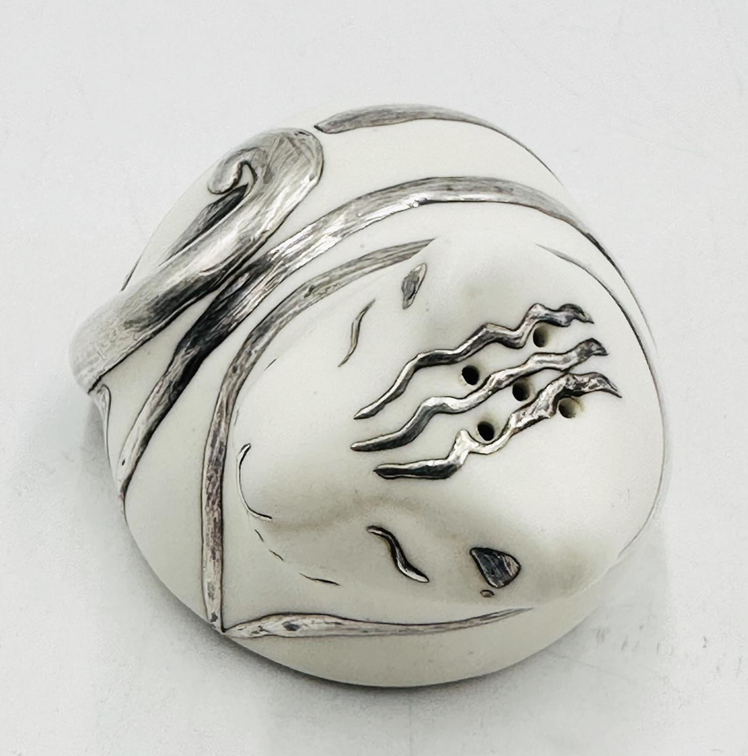 Porcelain & Pure Silver Salt & Pepper Shakers 