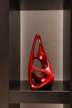 Porcelain Red Figurine "the Thinker", János Török for Zsolnay, Hungary, 1960s