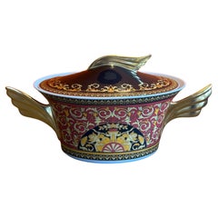 Used Porcelain Red "Medusa" Tureen / Serving Bowl with Lid by Versace for Rosenthal