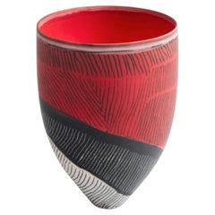 Porcelain Red White and Black Vase by Pippin Drysdale