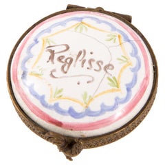 Vintage Porcelain Réglisse or Licorice Round Medecine Box