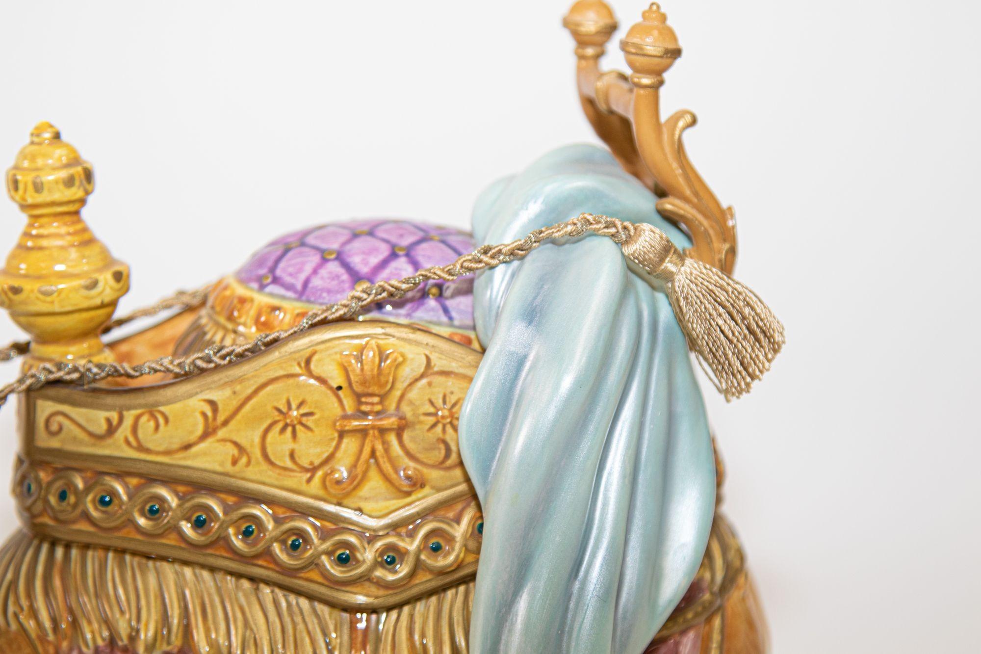 Moorish Porcelain Resting Arabian Camel by Fitz and Floyd For Sale