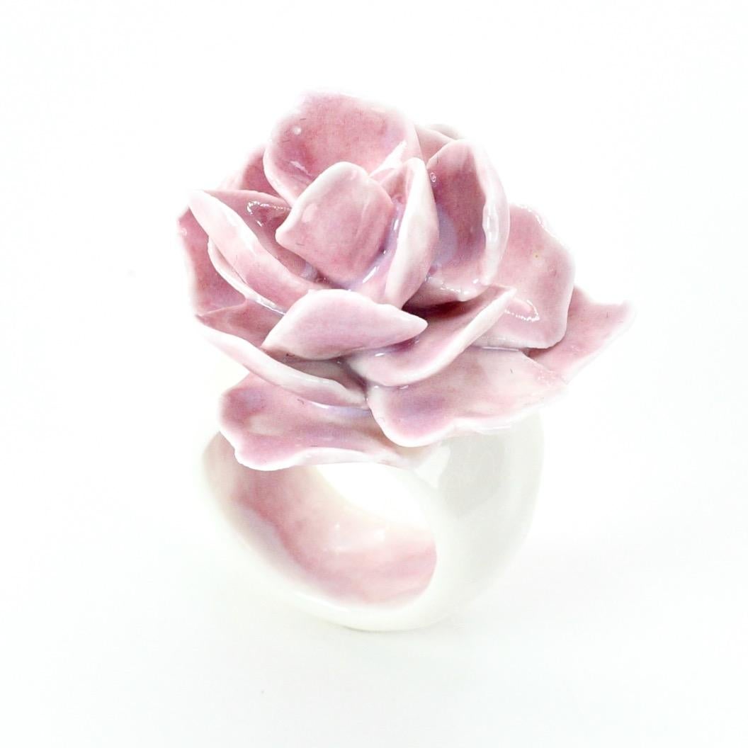 Contemporary Porcelain Ring Amethyst Rose For Sale