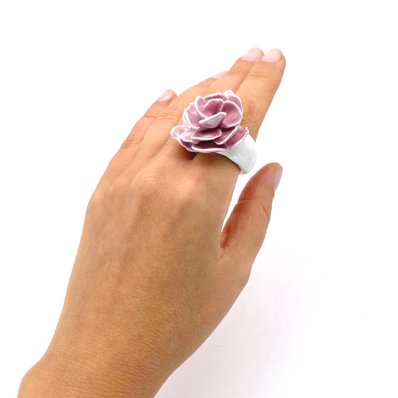 Women's Porcelain Ring Amethyst Rose For Sale