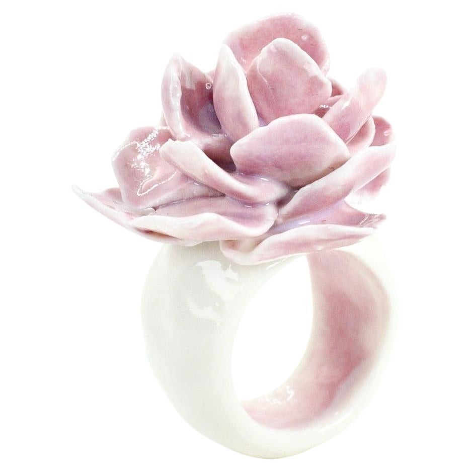 Porcelain Ring Amethyst Rose For Sale