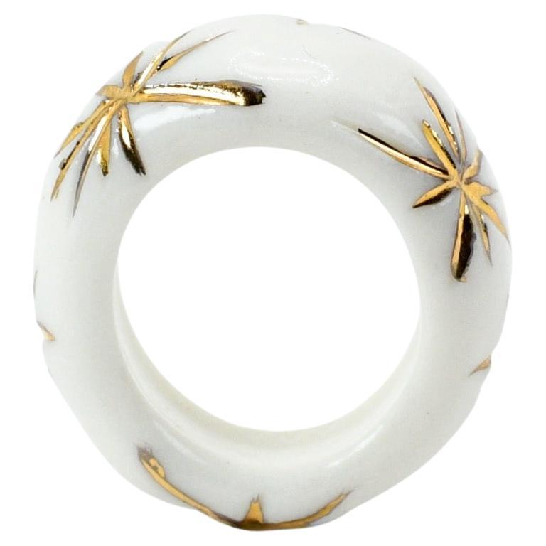 Porcelain Ring with Golden Stars For Sale
