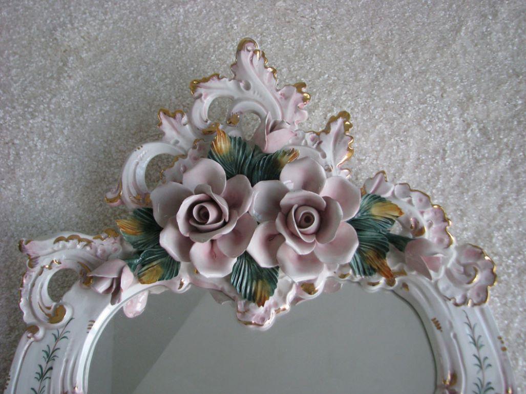 Porcelain Rococo Wall Console with a Hanging Mirror In Good Condition In Liverpool, GB