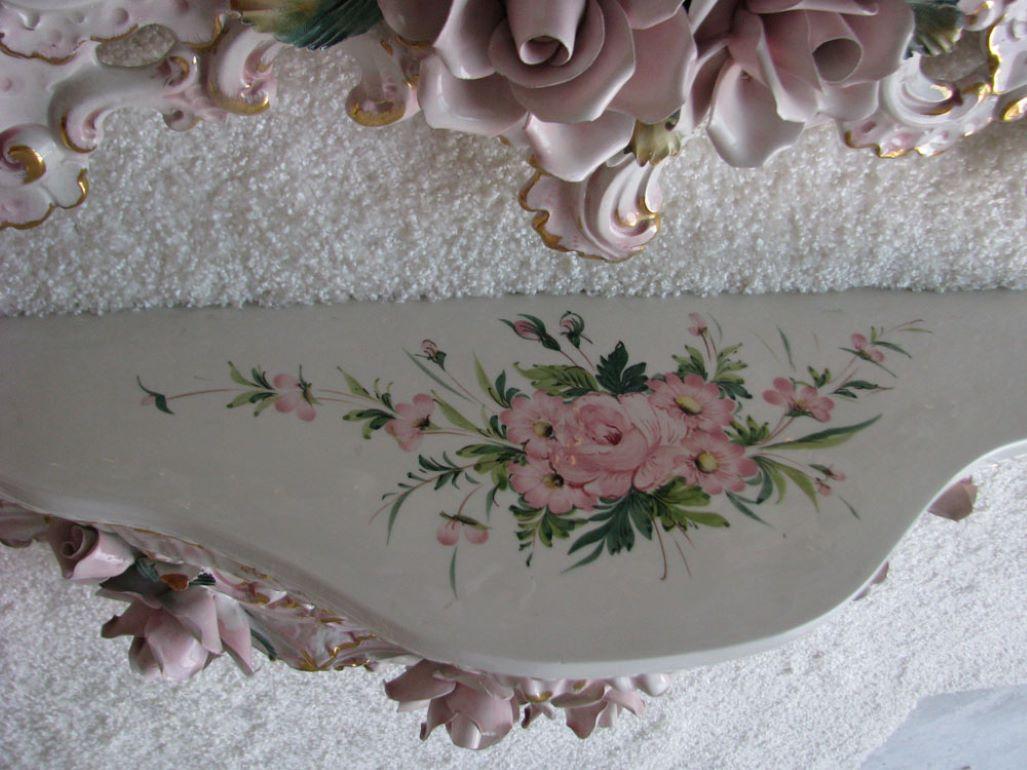Porcelain Rococo Wall Console with a Hanging Mirror 4