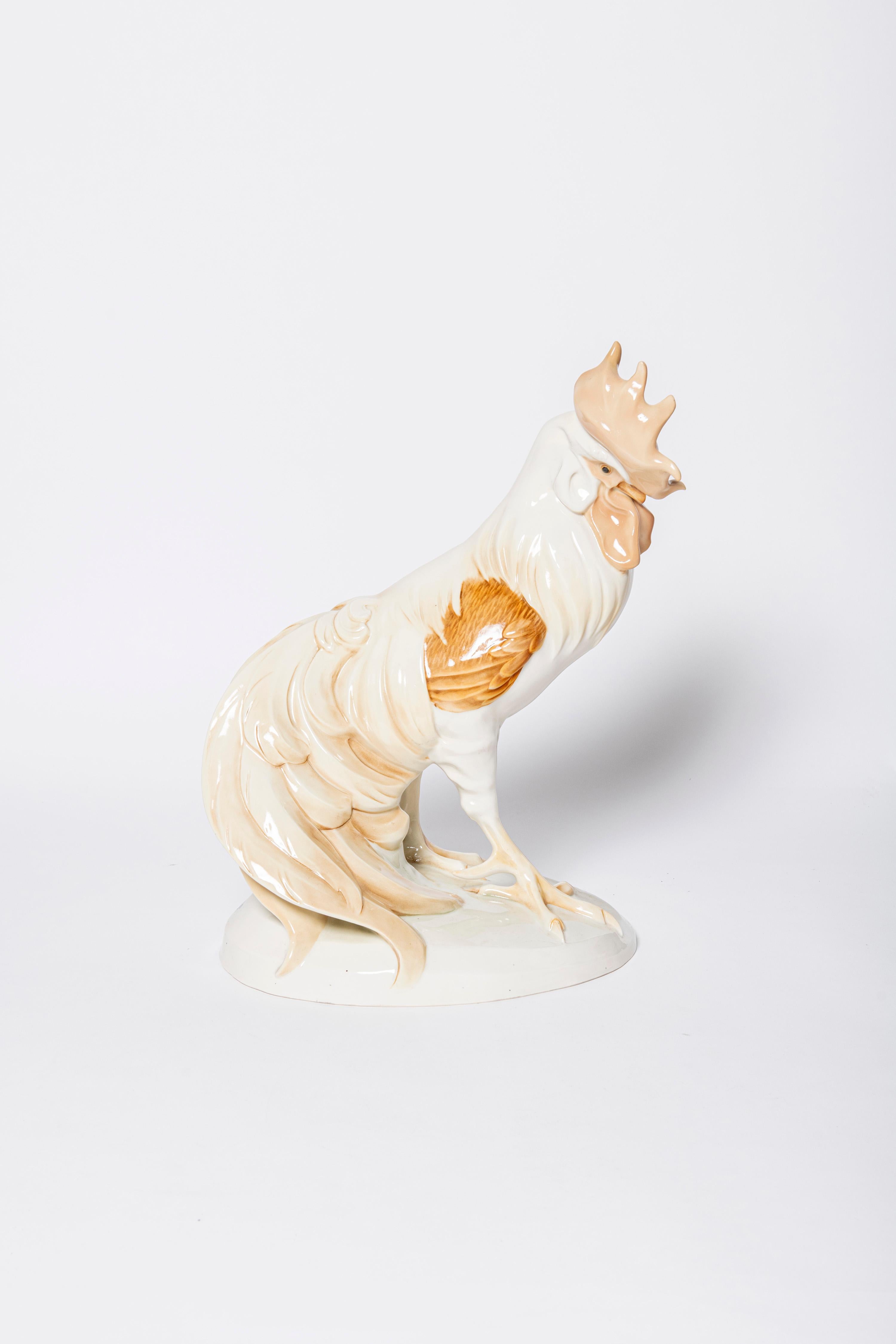 Porcelain rooster. Germany, early 20th century.
Signed F. Eisenhofer.