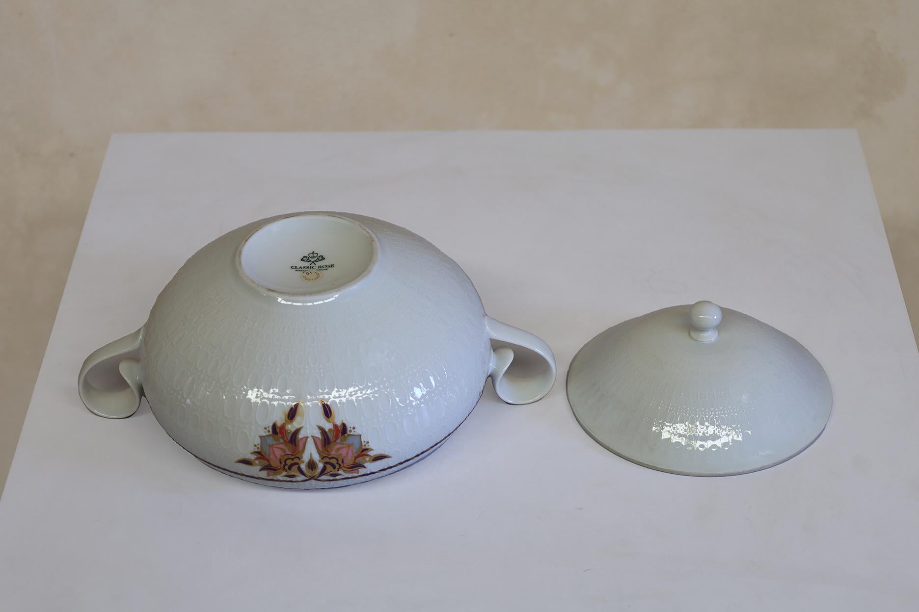 Hand-Crafted Porcelain Rosenthal Classic Rose Soup Bowl For Sale