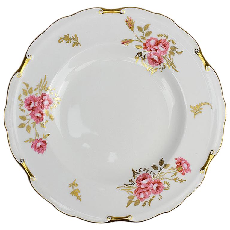 Piatto in porcellana Royal Crown Derby Porcelain con motivo Pinxton Roses, anni '40