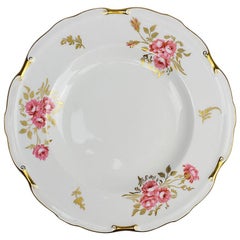 Used Porcelain Royal Crown Derby Plate in Pinxton Roses Pattern, 1940s