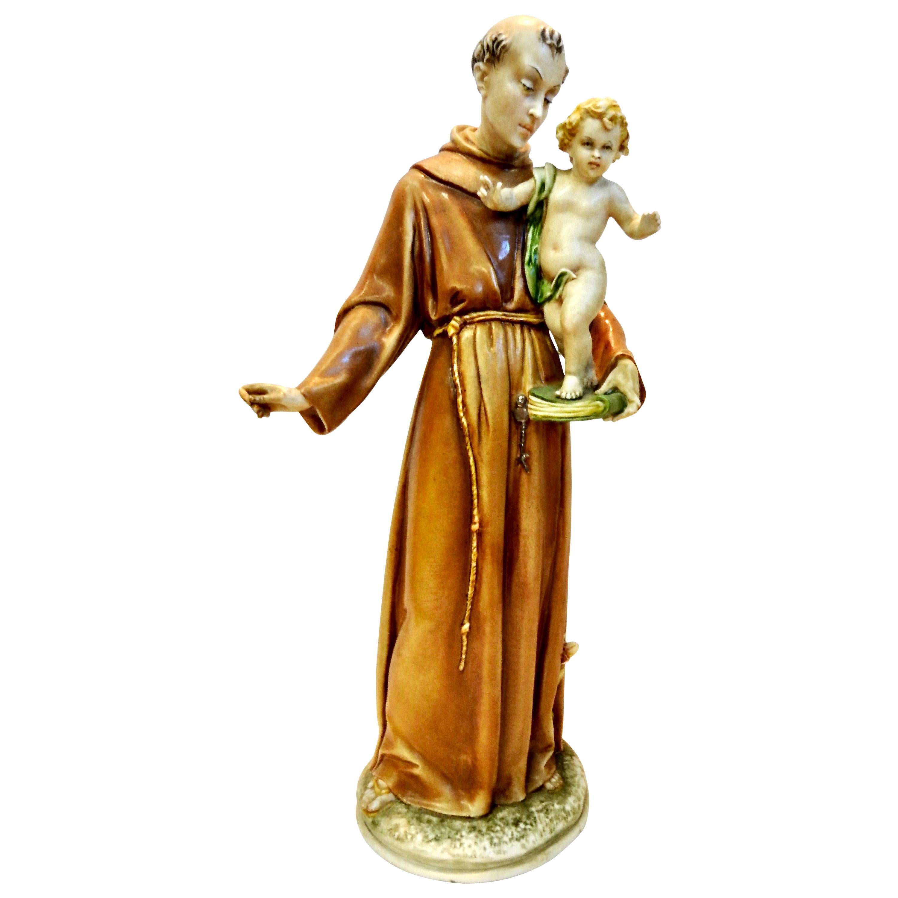 Porcelain Saint Anthony by Antonia Borsato Midcentury For Sale