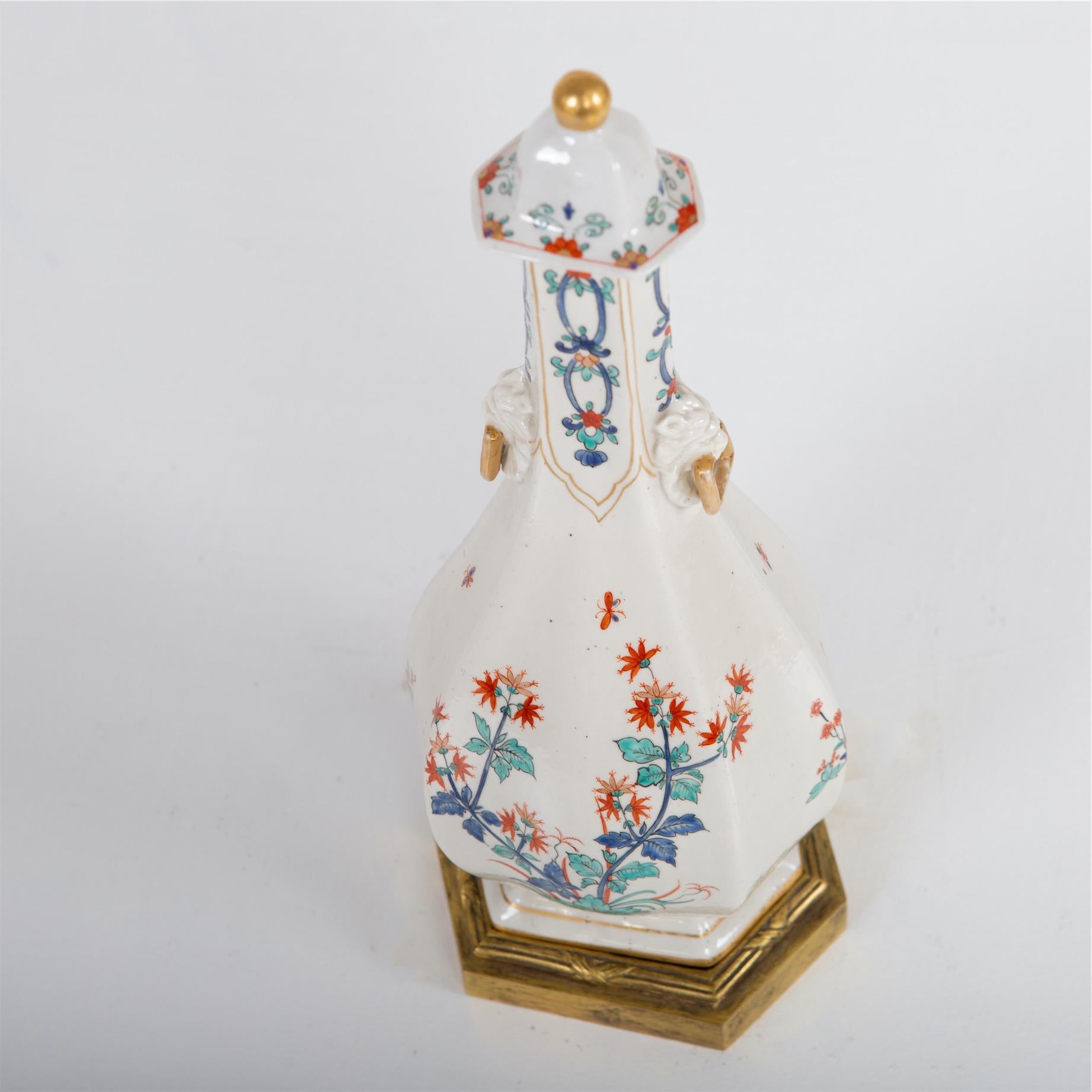 French Porcelain Sake Bottle, Probably Chantilly, France, 18th Century