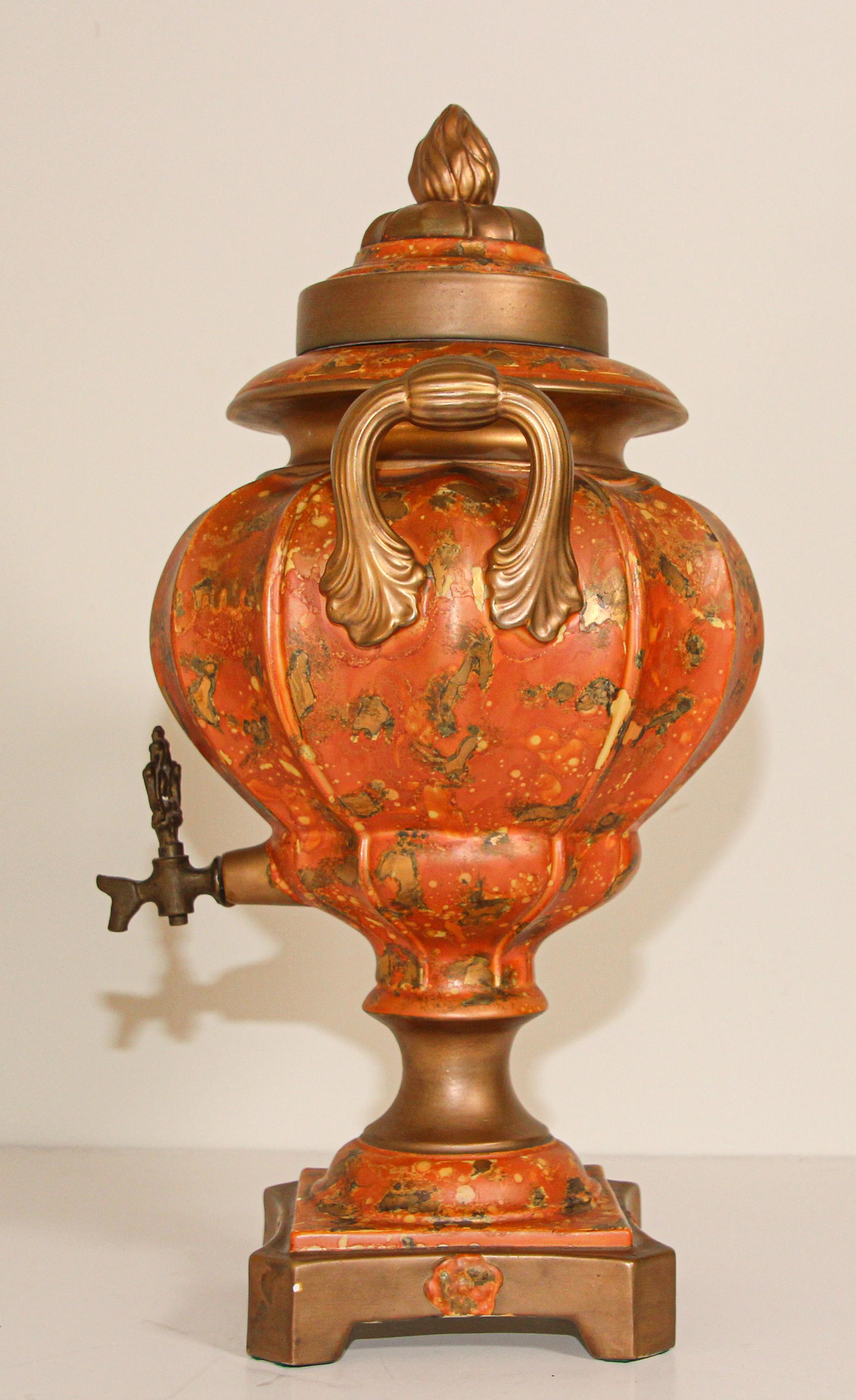 Mid-20th Century Porcelain Samovar, Tea or Coffee Urn Handmade in Italy For Sale