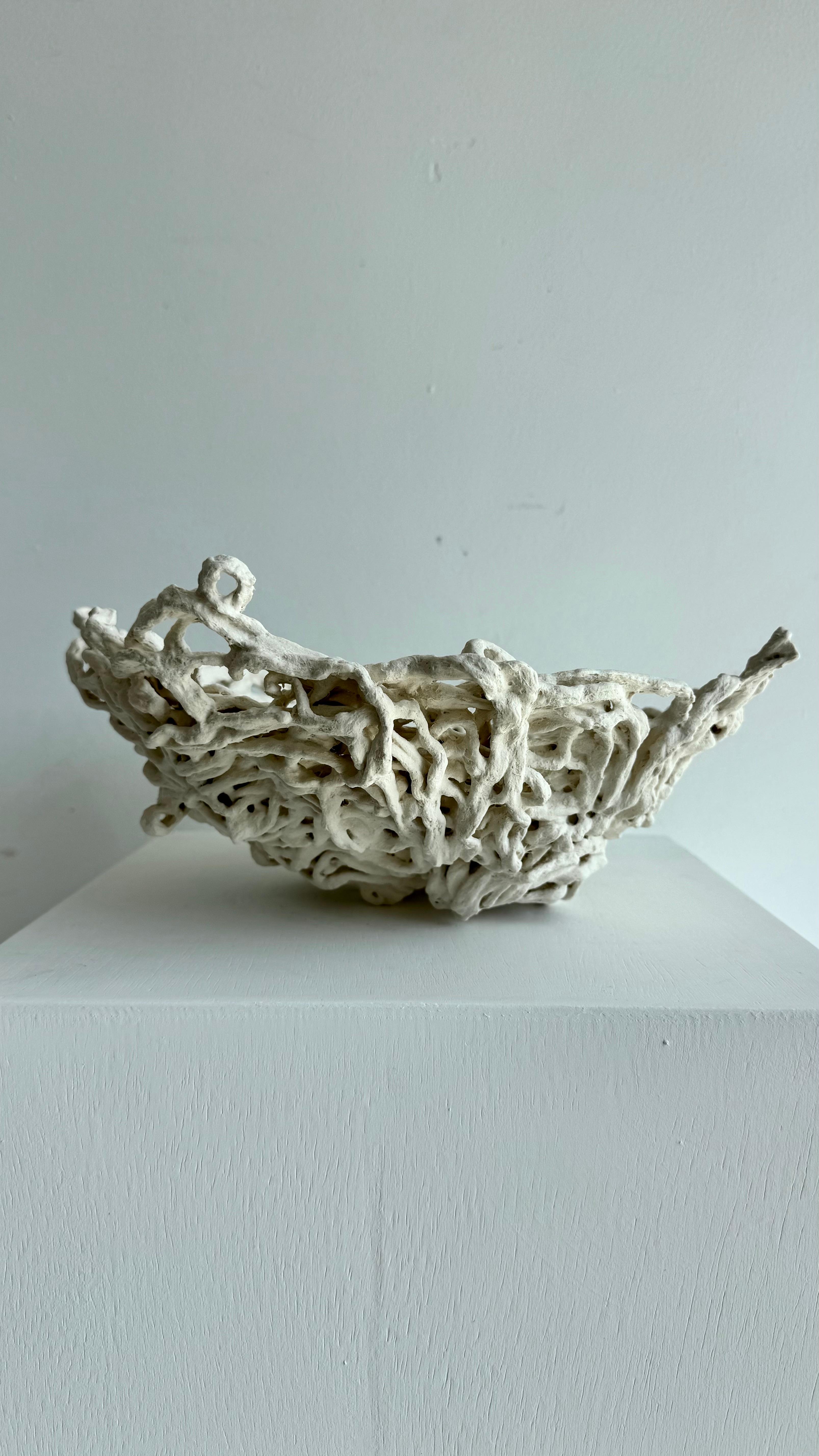Modern Porcelain Sculpture - Nesting #1- Raven For Sale
